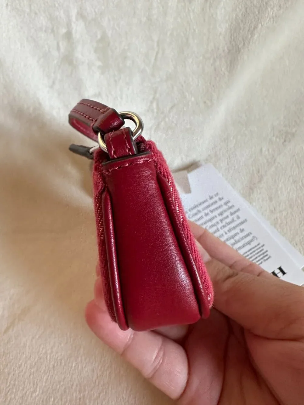 NWT! Coach Mini Nolita Bag Charm In Signature Denim Silver/True Red CDB23 - Picture 3 of 12